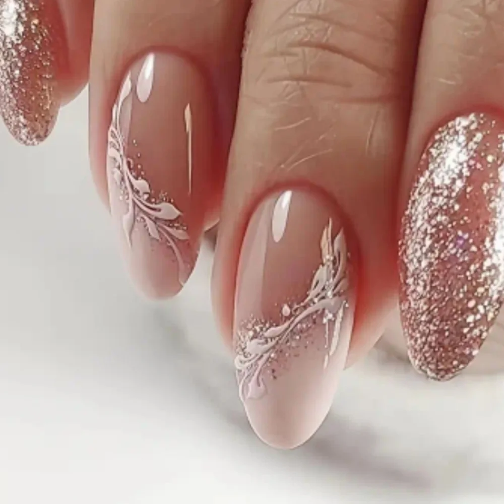 🔥3/$21 Elegant Glitter and Floral Press On Nails